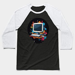 Colorful and Cool Modern Computer Design Baseball T-Shirt